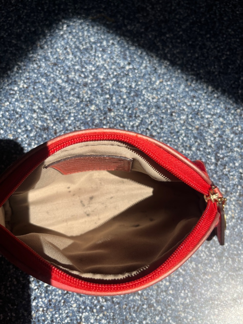 Coach Red Signature Jacquard Cosmetic Case with Gold Plaque - Picture 5 of 6